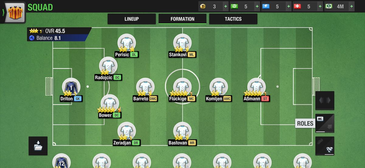 Formation screen, default state