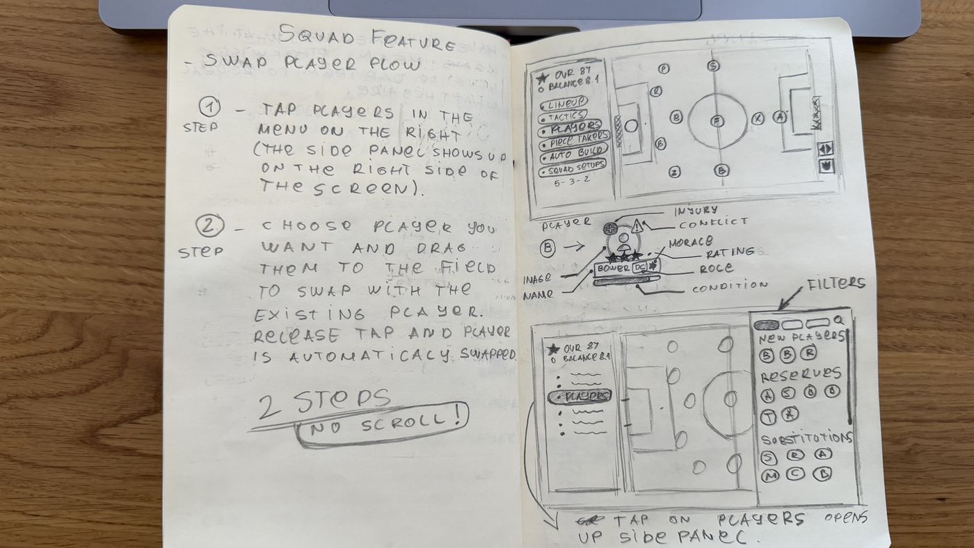 Sketch: swap flow with side panel and token anatomy